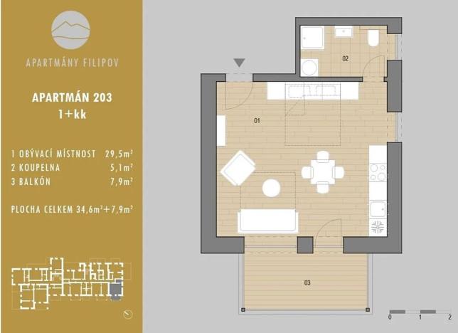 Prodej apartmánu, Javorník, 34 m2