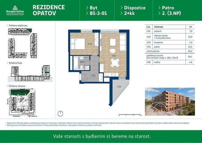 Pronájem bytu 2+kk, Praha - Chodov, Líbalova, 50 m2