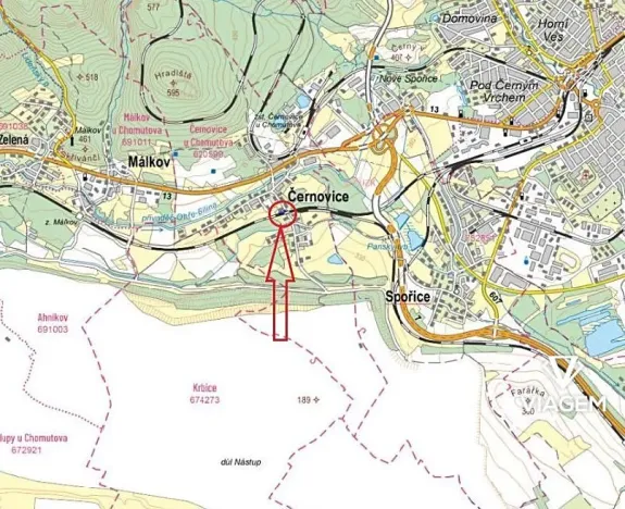 Prodej podílu pole, Černovice, 606 m2
