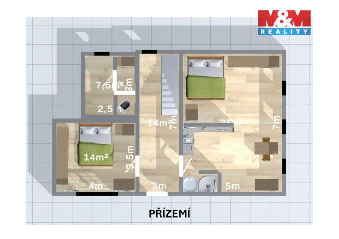 Prodej rodinného domu, Okřesaneč, 105 m2