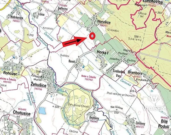 Prodej podílu pole, Horušice, 2040 m2