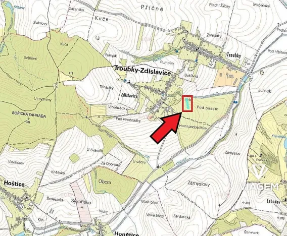 Prodej podílu zahrady, Troubky-Zdislavice, 1492 m2