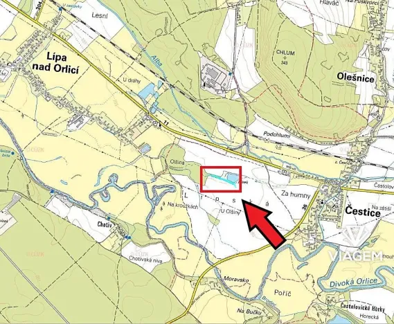 Prodej podílu pole, Čestice, 1330 m2