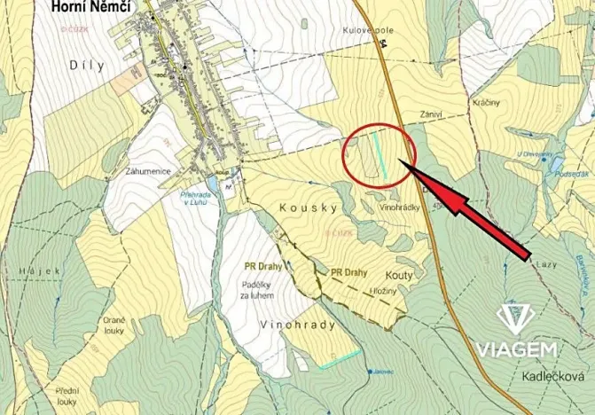 Prodej podílu pole, Horní Němčí, 895 m2