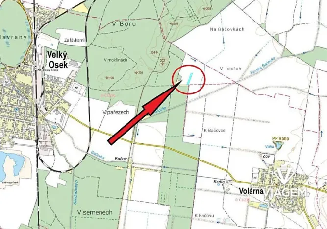 Prodej podílu pole, Velký Osek, 849 m2