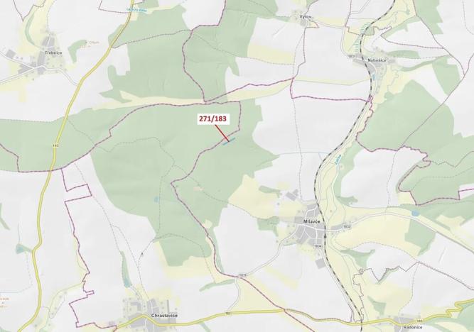 Dražba lesa, Milavče, 2398 m2