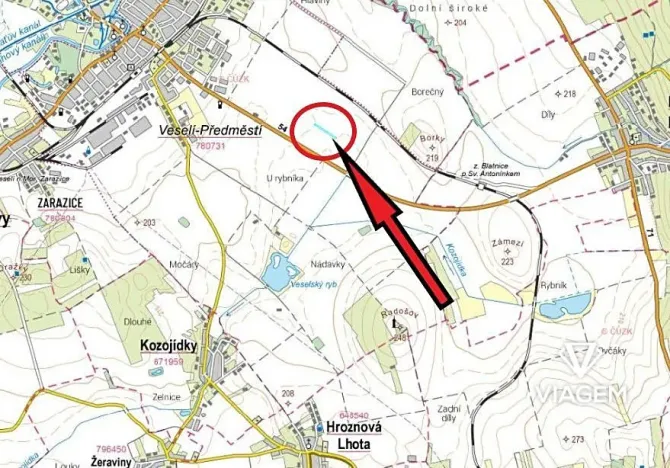 Prodej podílu pole, Veselí nad Moravou, 794 m2