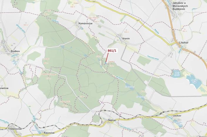 Dražba lesa, Moravské Budějovice, 3604 m2