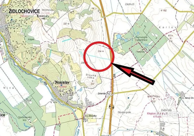 Prodej podílu pole, Nosislav, 1366 m2