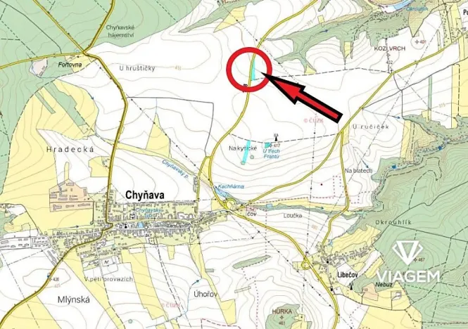 Prodej podílu pole, Chyňava, 790 m2