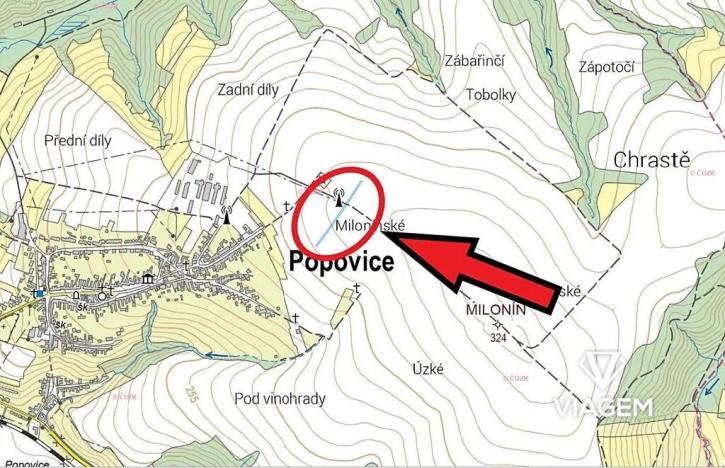 Prodej podílu pole, Popovice, 527 m2