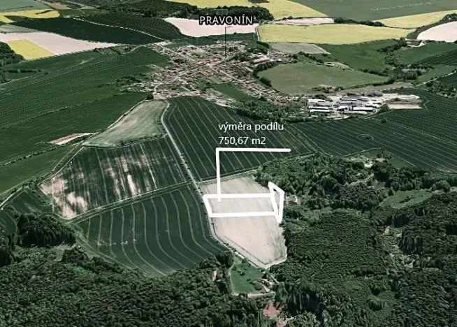 Prodej podílu pole, Pravonín, 750 m2