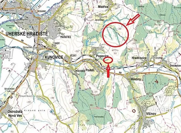 Prodej podílu pole, Popovice, 1610 m2