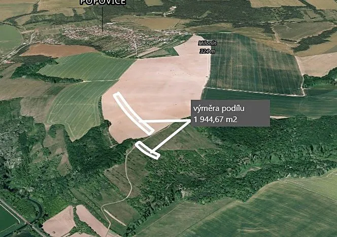 Prodej podílu pole, Popovice, 1885 m2