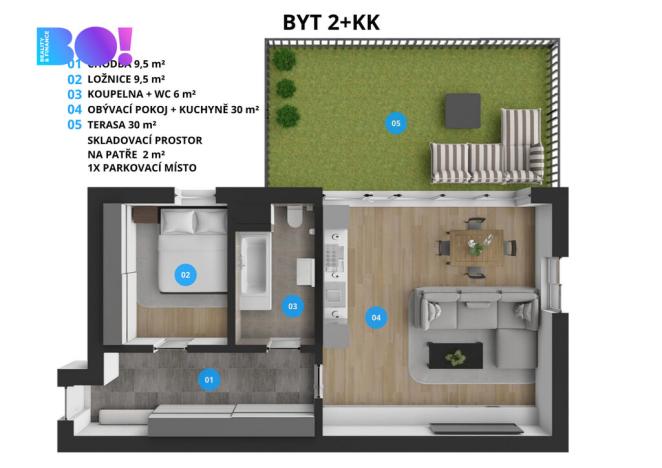 Pronájem bytu 2+kk, Ostrava, Stanislavského, 55 m2