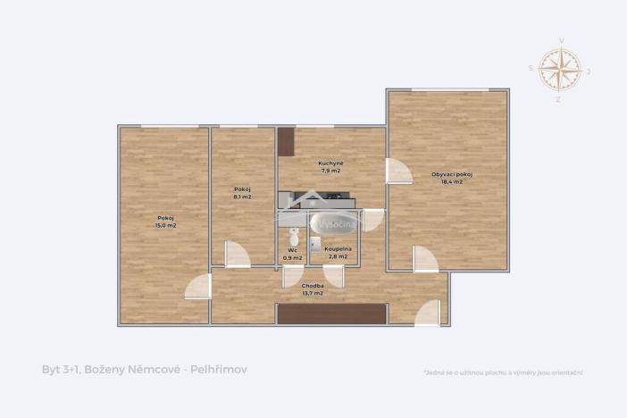 Prodej bytu 3+1, Pelhřimov, Boženy Němcové, 67 m2