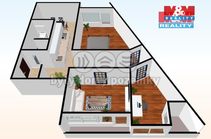 Prodej bytu 3+1, Chomutov, Bezručova, 85 m2