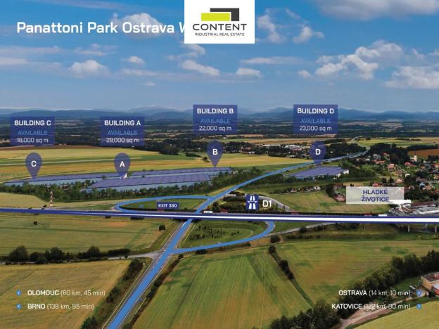 Pronájem výrobních prostor, Hladké Životice, Kujavská, 9000 m2