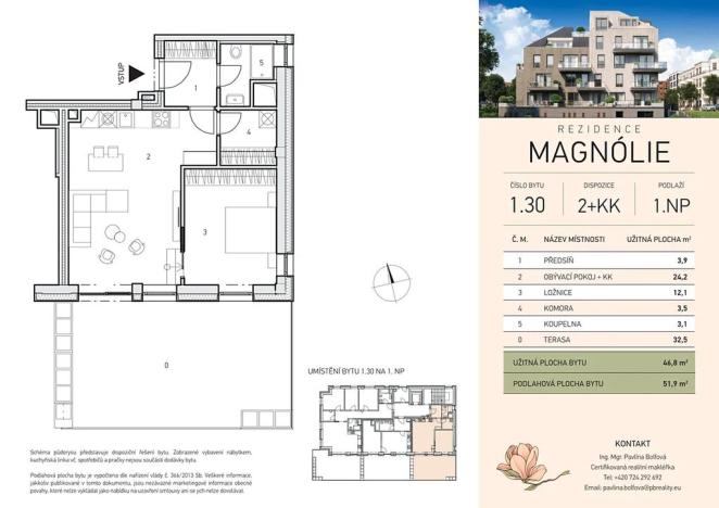 Prodej bytu 2+kk, Praha - Vysočany, U vysočanského pivovaru, 49 m2