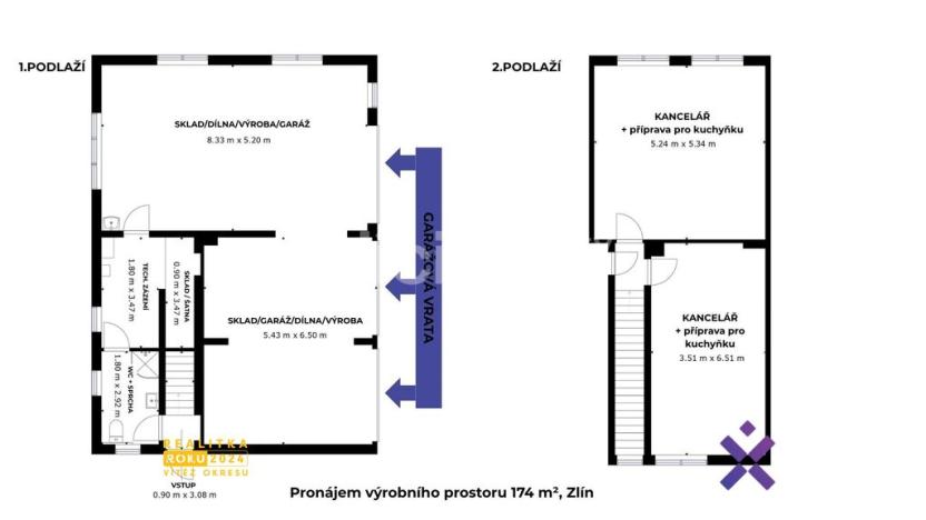 Pronájem výrobních prostor, Zlín, U Tescomy, 174 m2