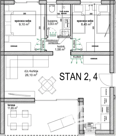 Prodej bytu 3+kk, Vir, Chorvatsko, 60 m2