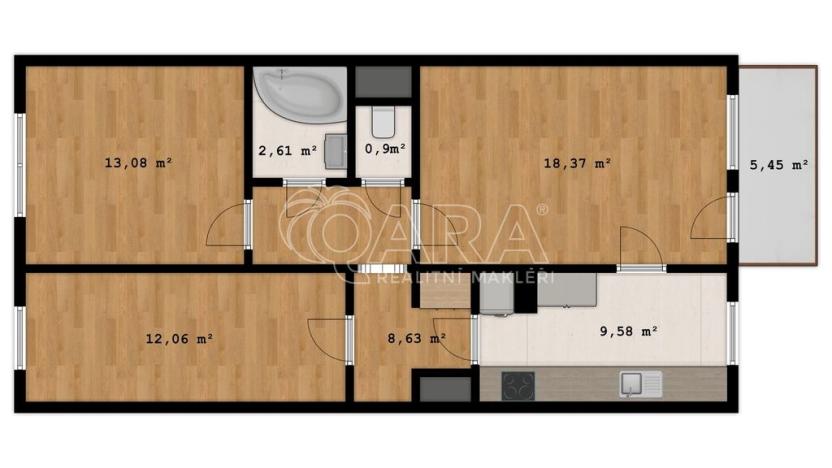 Prodej bytu 3+1, Praha - Chodov, Bachova, 72 m2