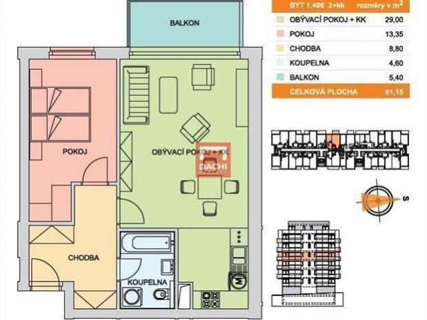 Pronájem bytu 2+kk, Olomouc - Řepčín, Edvarda Beneše, 61 m2