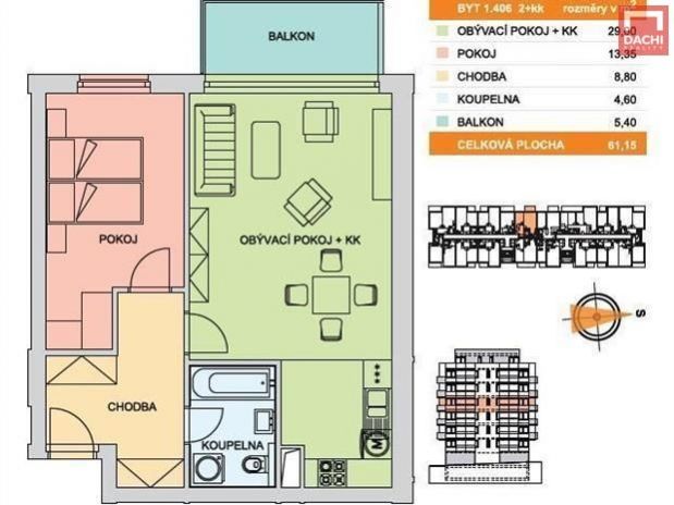 Pronájem bytu 2+kk, Olomouc - Řepčín, Edvarda Beneše, 61 m2