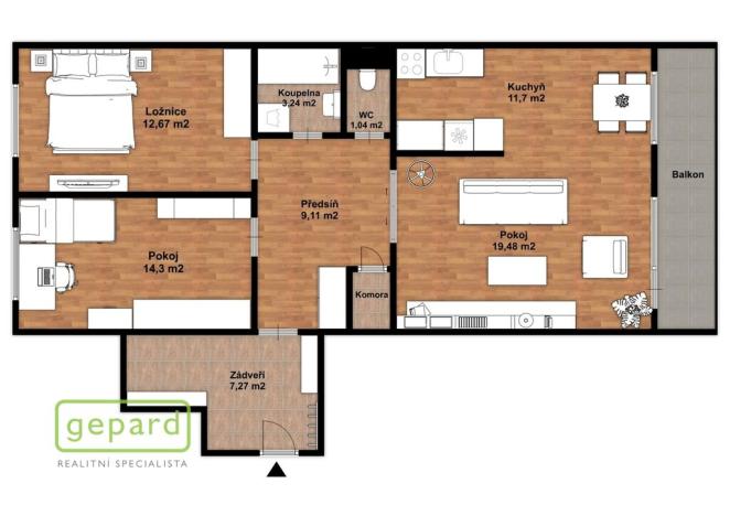 Prodej bytu 3+kk, Praha - Stodůlky, Bellušova, 80 m2