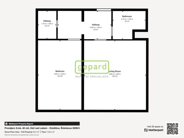 Pronájem bytu 2+kk, Ústí nad Labem - Severní Terasa, Šrámkova, 40 m2