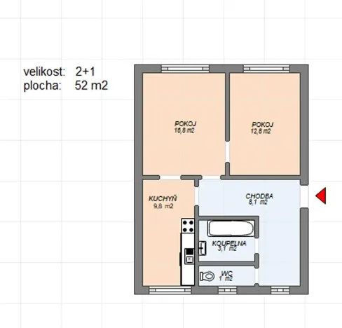 Prodej bytu 2+1, Chrudim, Dr. Václava Peška, 52 m2