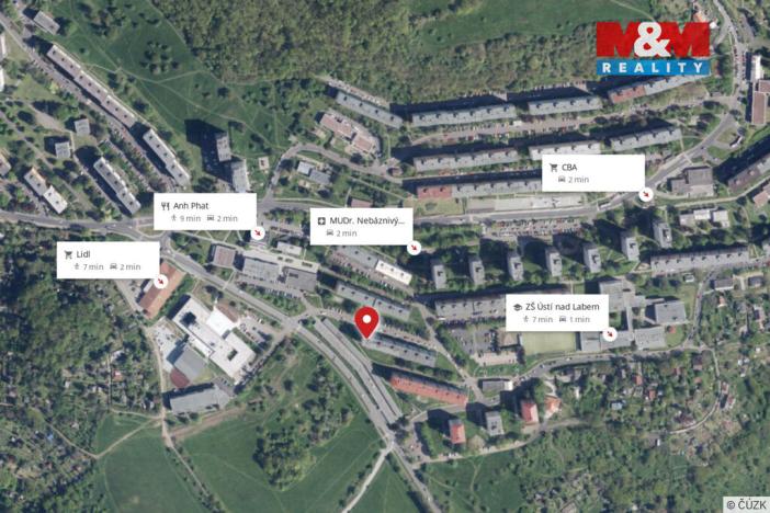 Prodej bytu 1+1, Ústí nad Labem - Severní Terasa, Kmochova, 33 m2