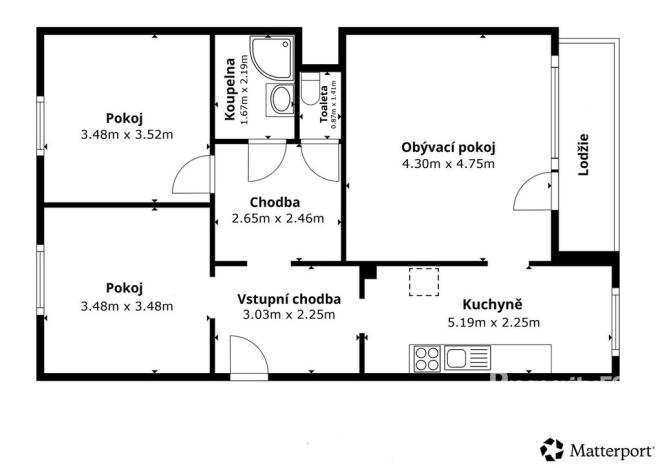 Pronájem bytu 3+1, Ústí nad Labem - Krásné Březno, Vojanova, 78 m2