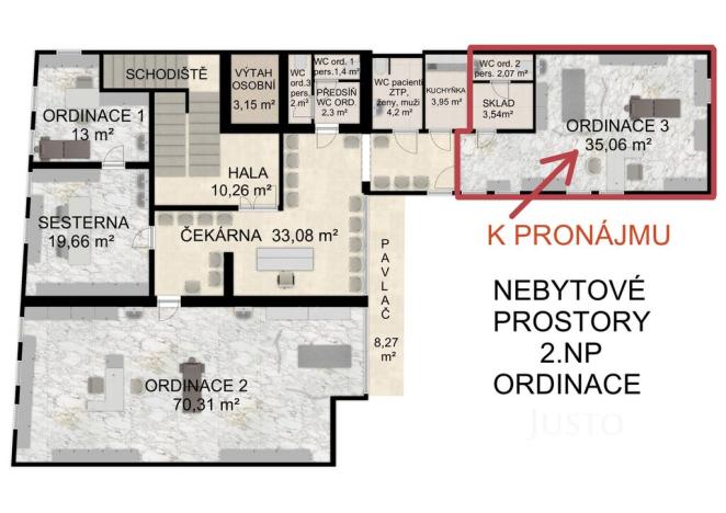 Pronájem ordinace, Písek, Havlíčkovo nám., 41 m2