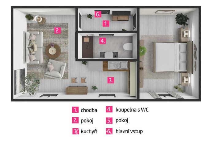 Pronájem bytu 2+kk, Znojmo, Smetanova, 53 m2