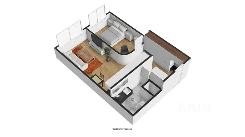 Pronájem bytu 2+kk, Praha - Chodov, Hráského, 46 m2