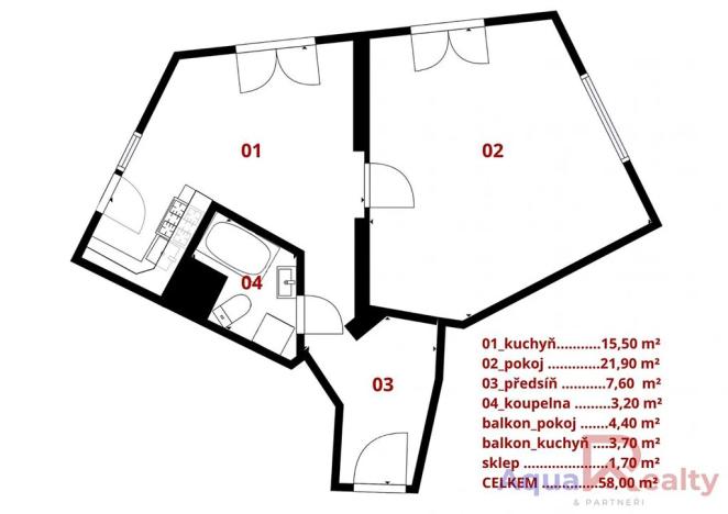 Pronájem bytu 1+1, Karlovy Vary, nábřeží Jana Palacha, 58 m2