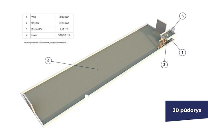 Pronájem skladu, Chrášťany, K Vodojemu, 588 m2