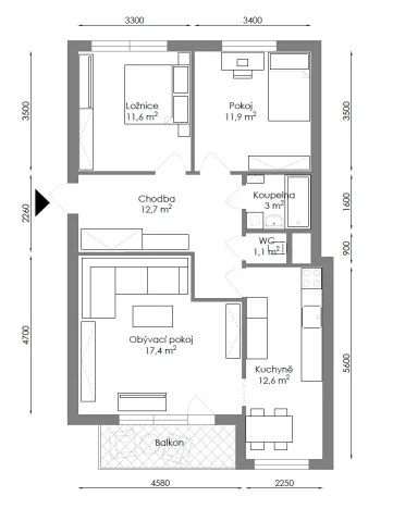 Prodej bytu 3+1, Jihlava, Srázná, 78 m2