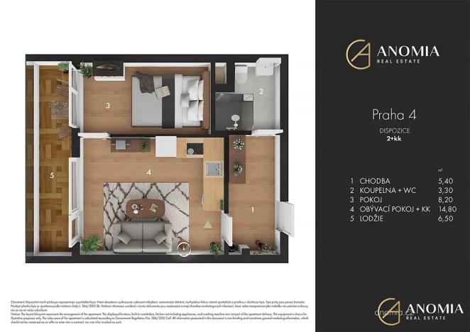 Prodej bytu 2+kk, Praha - Lhotka, Jílovská, 42 m2