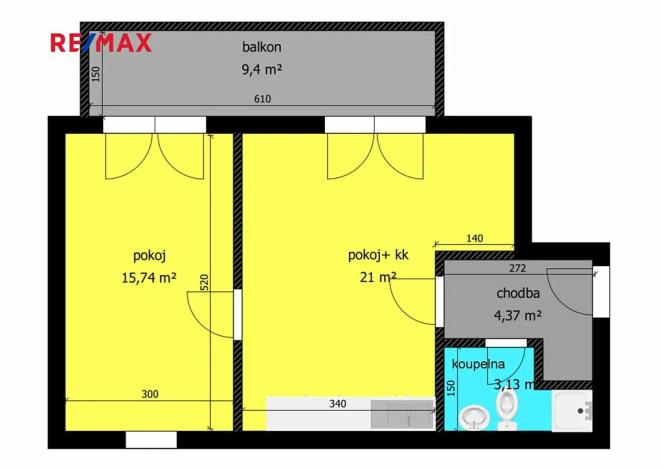 Pronájem bytu 2+kk, Kolín, Zengrova, 43 m2