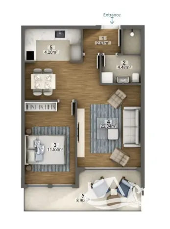 Prodej bytu 2+kk, Dobrá Voda, Černá Hora, 49 m2