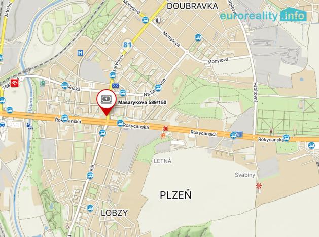 Pronájem bytu 2+kk, Plzeň, Masarykova, 43 m2