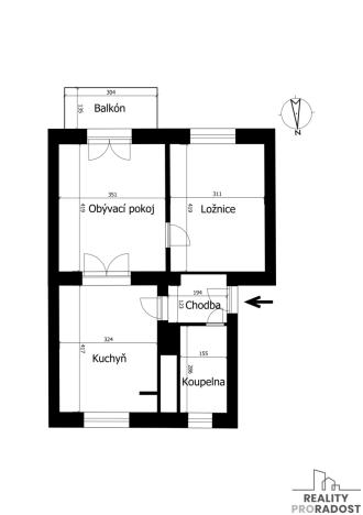 Prodej bytu 2+1, Přerov, Jižní čtvrť I, 43 m2