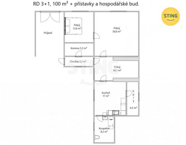 Prodej rodinného domu, Chvalovice, 100 m2