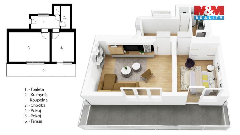 Prodej bytu 2+kk, Praha - Michle, Počátecká, 39 m2