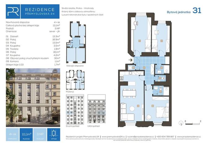 Prodej bytu 4+kk, Praha - Vinohrady, Přemyslovská, 111 m2
