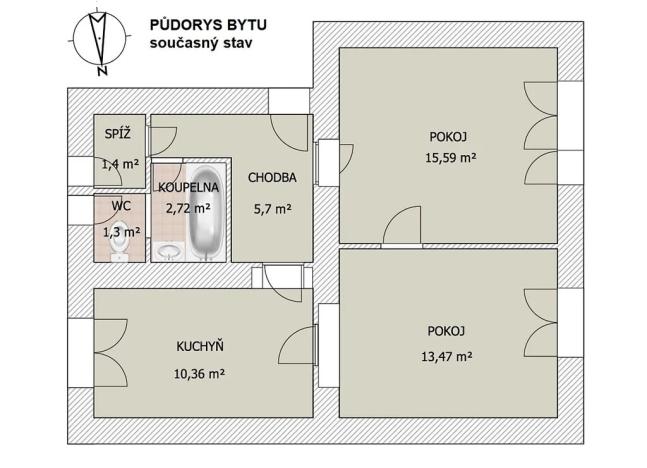 Prodej bytu 2+1, Čelákovice, V Prokopě, 66 m2
