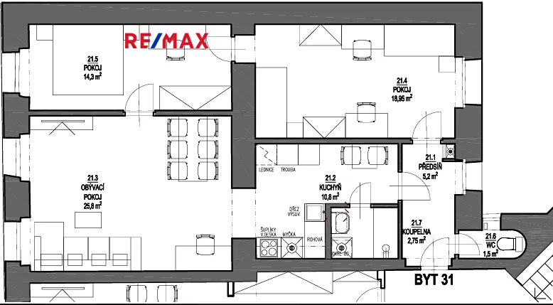 Pronájem bytu 3+1, Praha - Smíchov, Staropramenná, 83 m2