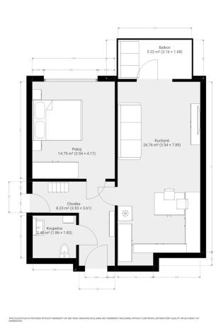 Pronájem bytu 2+kk, Brno - Pisárky, Poříčí, 57 m2